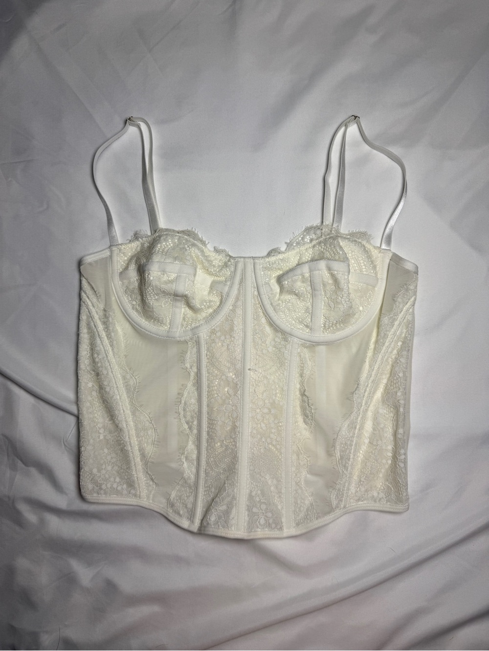 Ivory Lace Bustier Crop Top